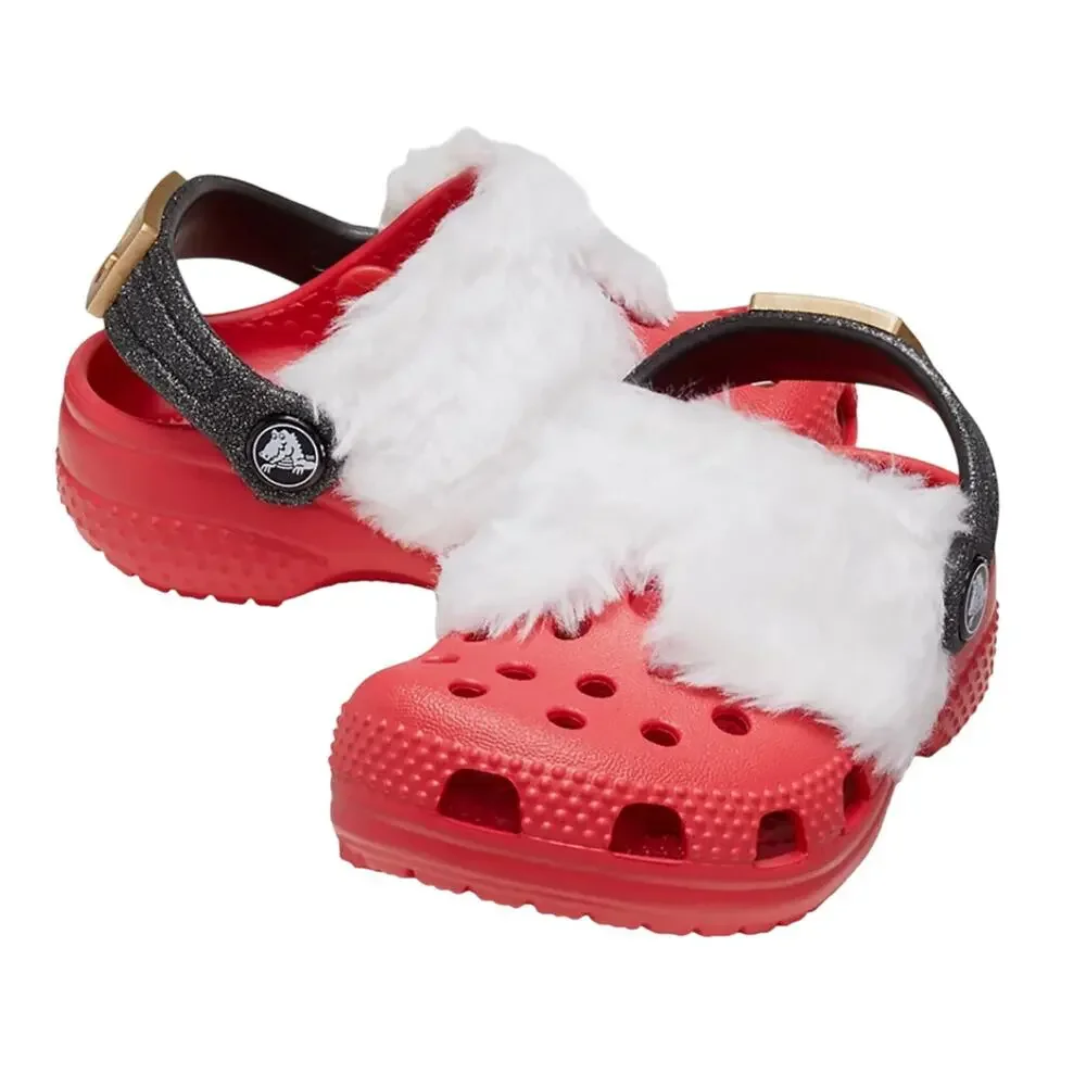 Crocs Santa Classic Clogs Baby/ Toddler C4 Festive Red White Black NWT
